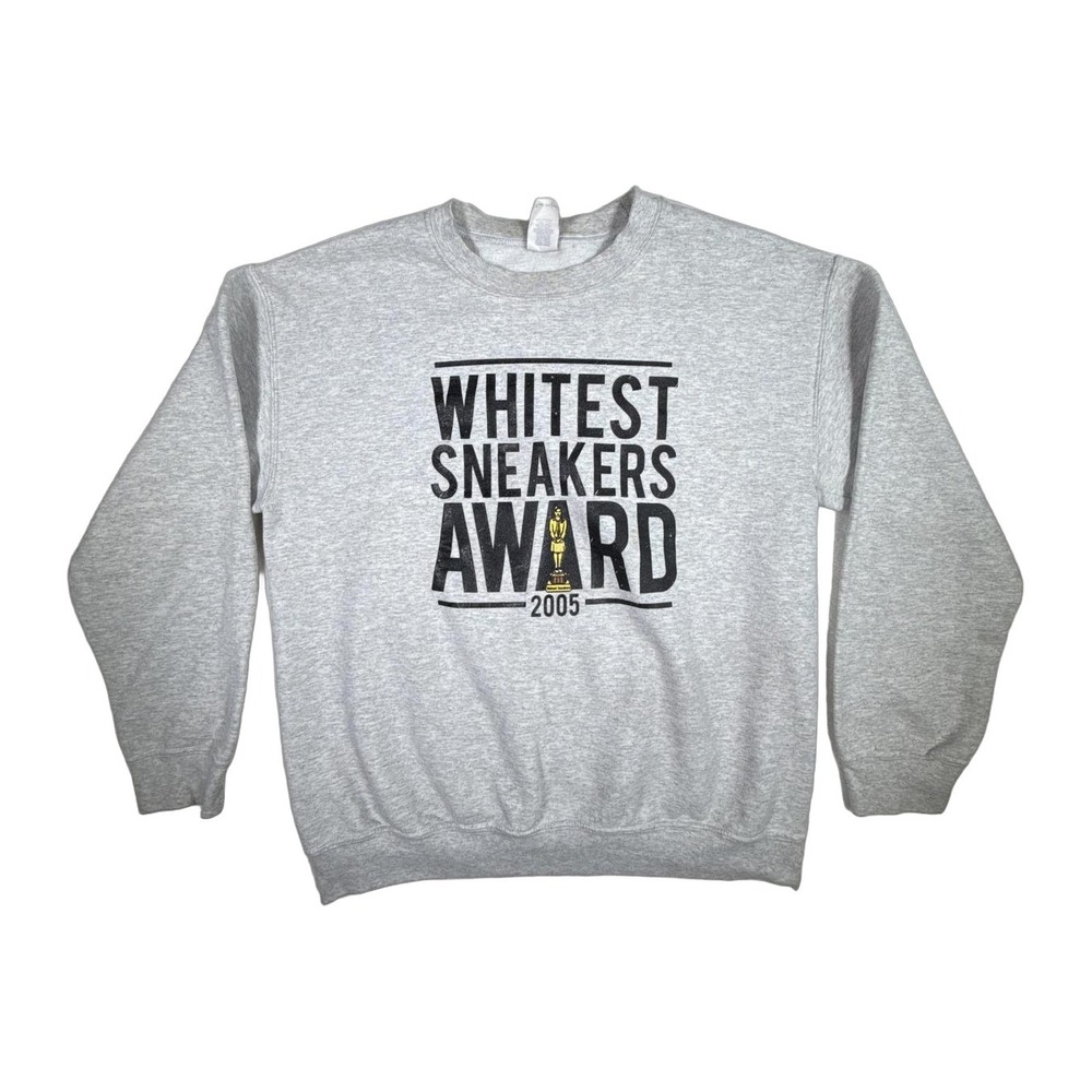 Gildan Heavy Blend Gray White Sneakers Award Sweatshirt Pullover Crewneck M